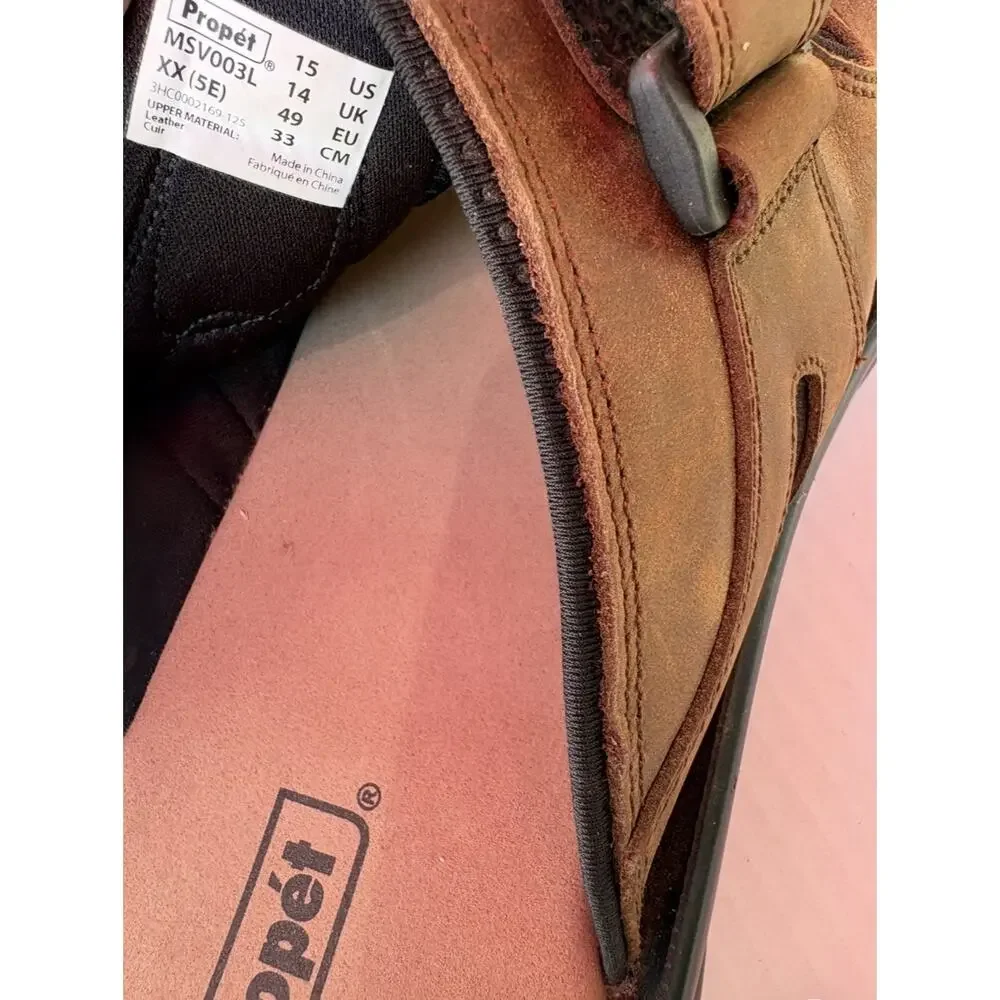 Propet Vero Men’s Brown Leather Slide Sandals Size 15 XX 5E Extra Wide Comfort
